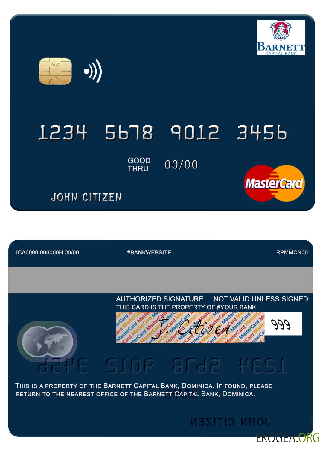 Carte mastercard de la Dominique Barnett Capital Bank